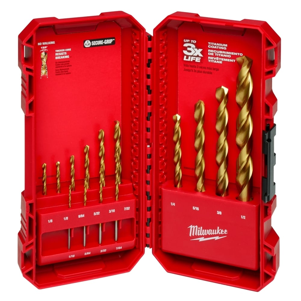 48-89-0011 Thunderbolt Drill Bit Set, 14 Pieces, HSS, Titanium Coated
