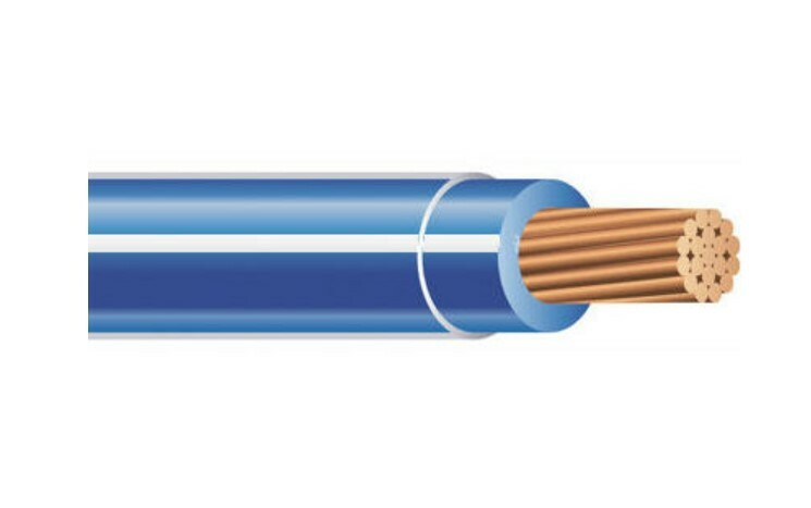 THHN Wire, 12 AWG, Blue/White, Stranded, Copper Conductor, 500 Foot Reel