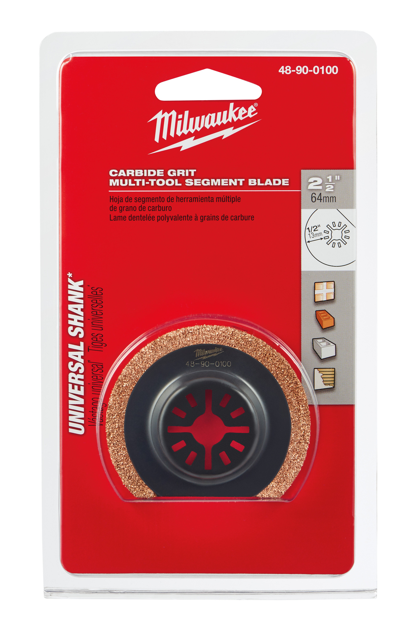 48-90-0100 Multi-Tool Blade, For Use With Oscillating Tool, 2-1/2 in Dia Cutting, Carbide Grit Edge/Metal