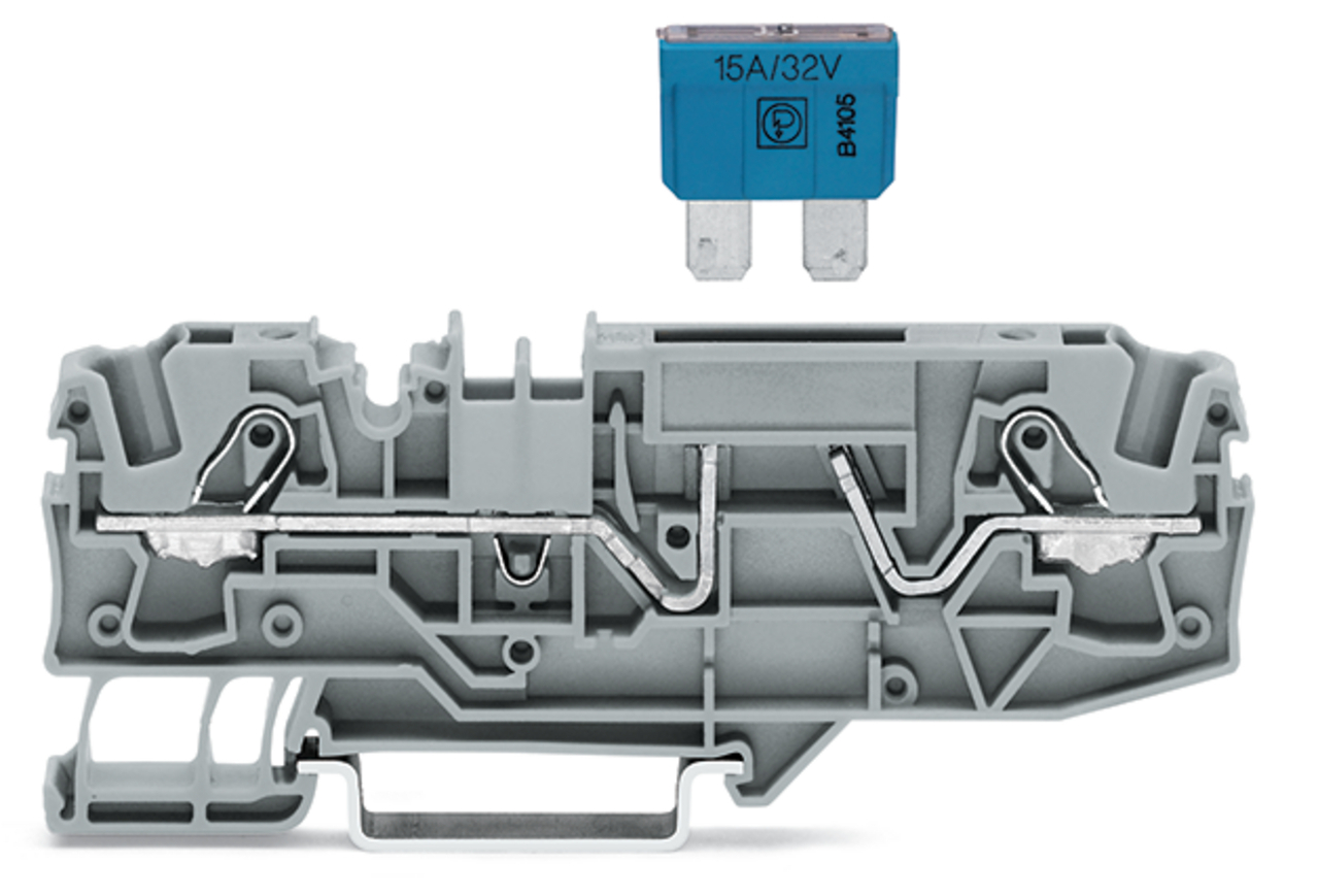 2006-1681 Horizontal Fuse Terminal Block With Test Option, 500 V AC, 25 to 30 A, DIN Rail Mount