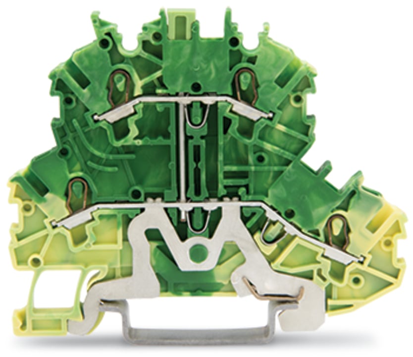 2000-2207 Operating Tool Ground Terminal Block, 24 to 16 AWG Wire, 2 Poles, DIN Rail Mount