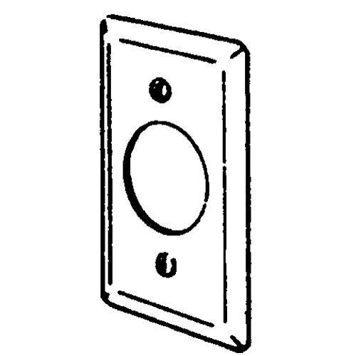 2538 Handy Box Cover, 4 in L x 2-1/8 in W, Single Receptacle Cover, Steel