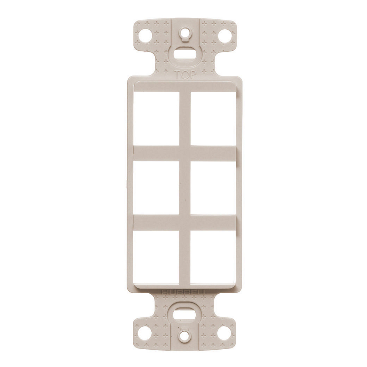 NS616LA Standard Unloaded Decorator Keystone Frame, 1 Gang, 6 Ports, ABS, Light Almond, For Use With Multimedia Jack