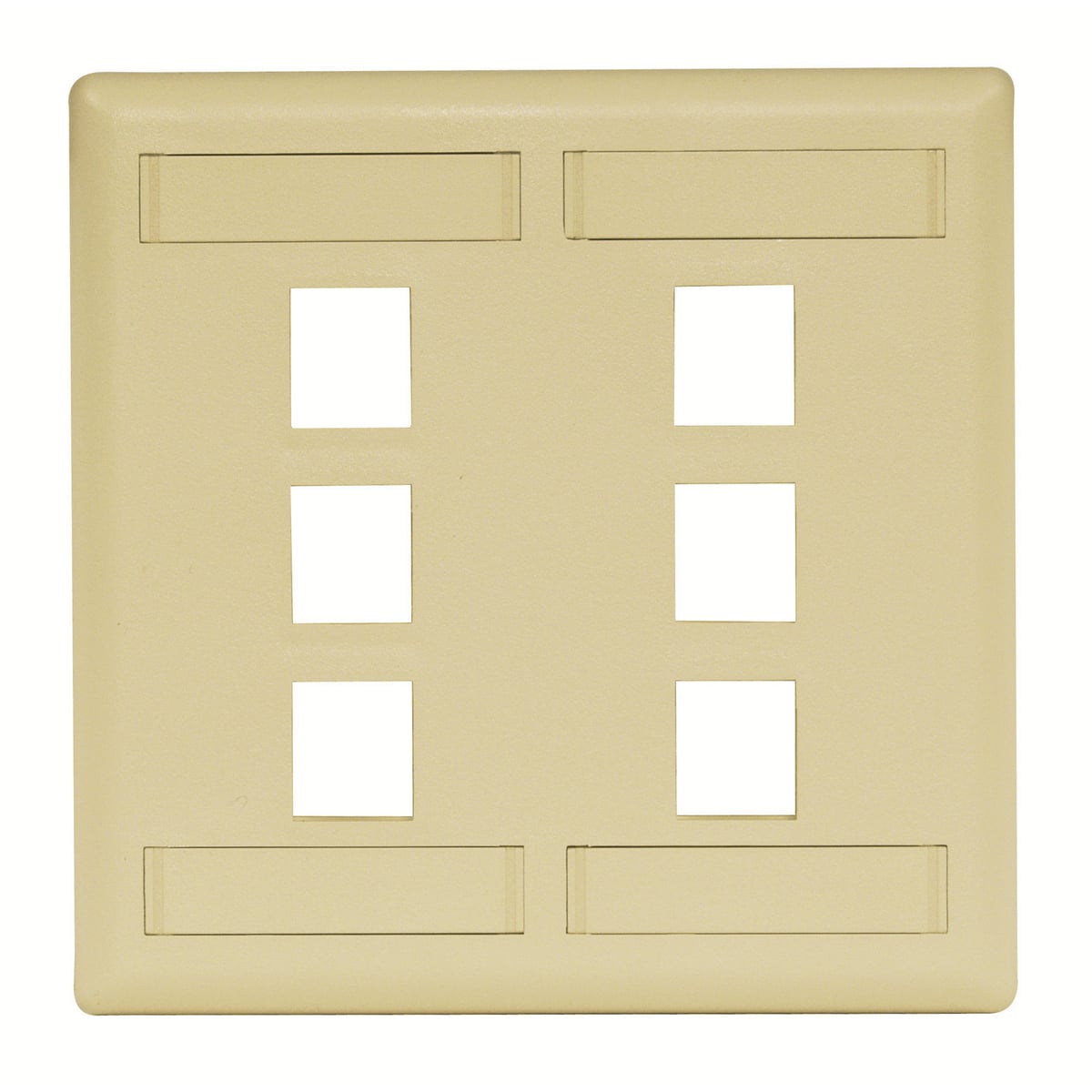 IFP26EI Molded Rear Load Standard Keystone Faceplate, 2 Gangs, 6 Ports, Phone/Data/Multimedia Module, Fastened Mount, High-Impact Thermoplastic