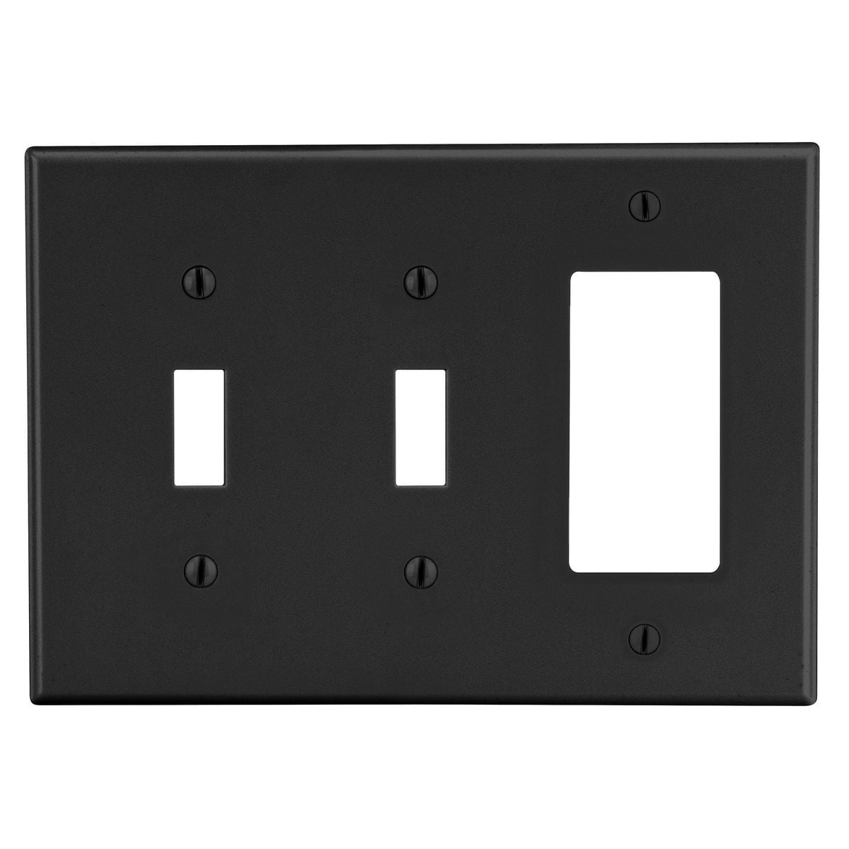 PJ226BK Mid-Size Non-Metallic Wall Plate, 3 Gangs, 6.75 in W x 4.88 in H, Polycarbonate Thermoplastic, Black