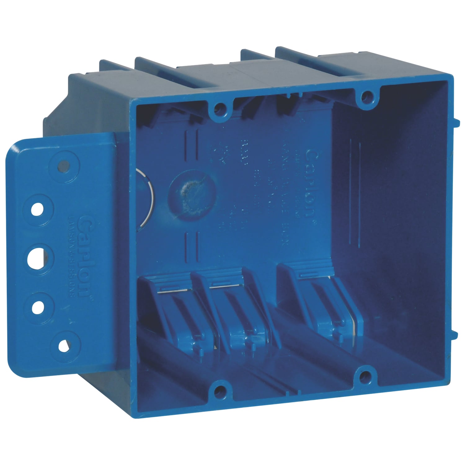 B232B-UPC Carlon New Work Outlet Box, PVC, 32 cu-in Capacity, 2 Gangs, 3-3/4 in L x 4 in W x 3 in D