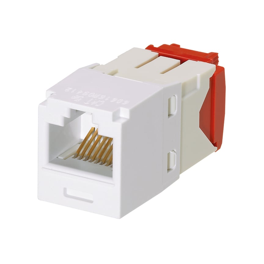 Mini-Com UTP RJ45 Cat 5e TG Jack Module, White, 24 Pack
