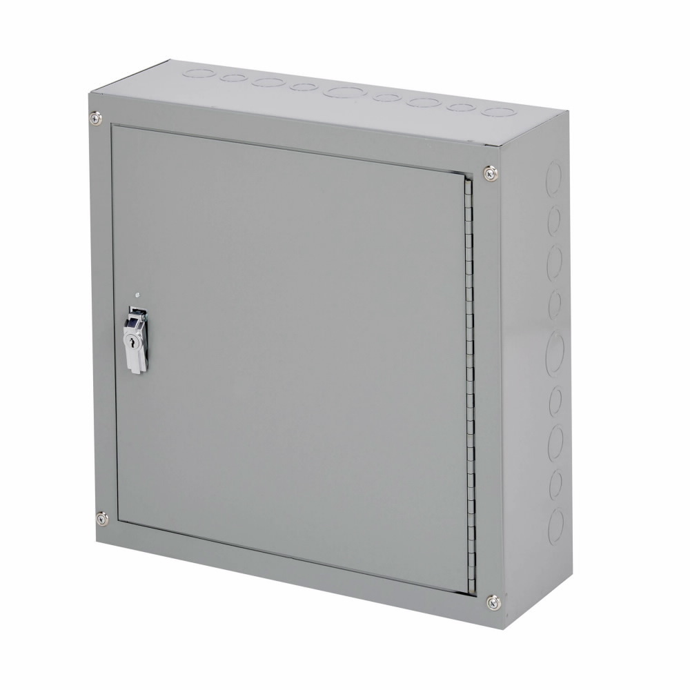 utility enclosures, 12" height, 4" length, 12" width, NEMA 1, Hinged cover, TCS cabinet, Surface mounted, Small single door, Thru holes, Carbon steel