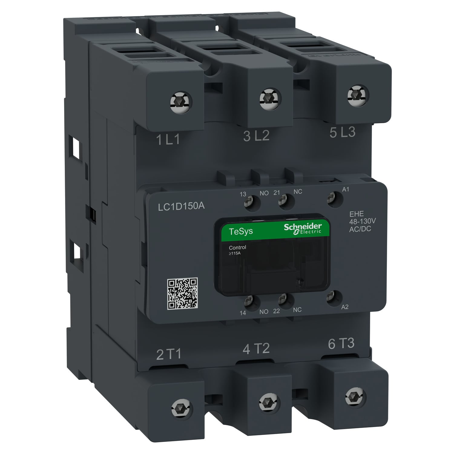 Contactor, Tesys Deca Advanced, 3P(3NO), AC-3/AC-3e, <=440V, 150A, 48-130V AC/DC coil,connector