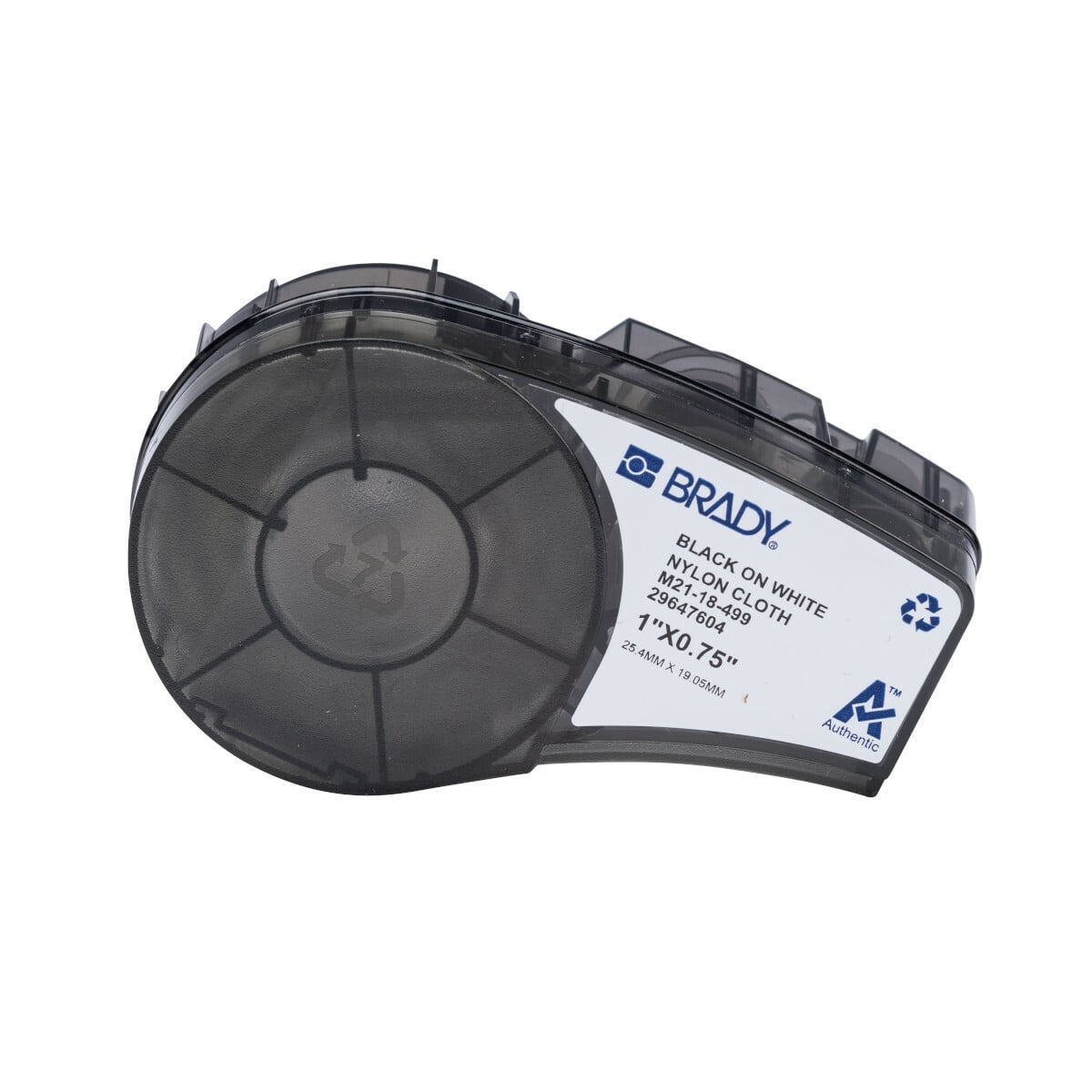 M21-18-499 Multi-Purpose Label, 1 in W, Black on White, Nylon Cloth