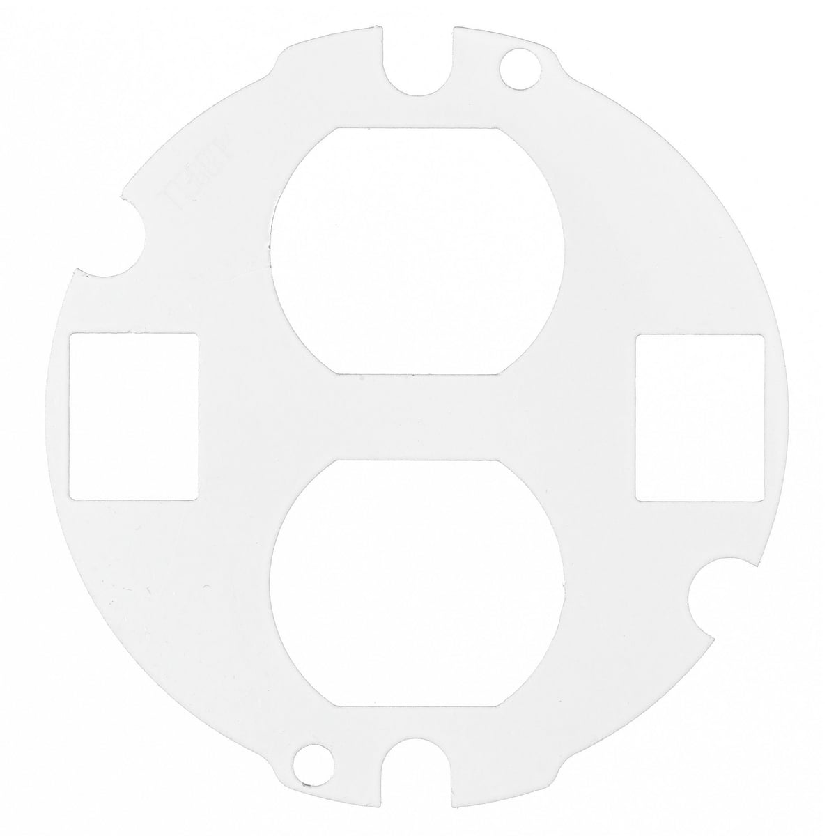 S1R4SP2X2DUPLEXTJ Standard Sub Plate With (1) Duplex Device Opening and (2) Ortronics TracJack Opening, 4 in Dia, Stamped Steel