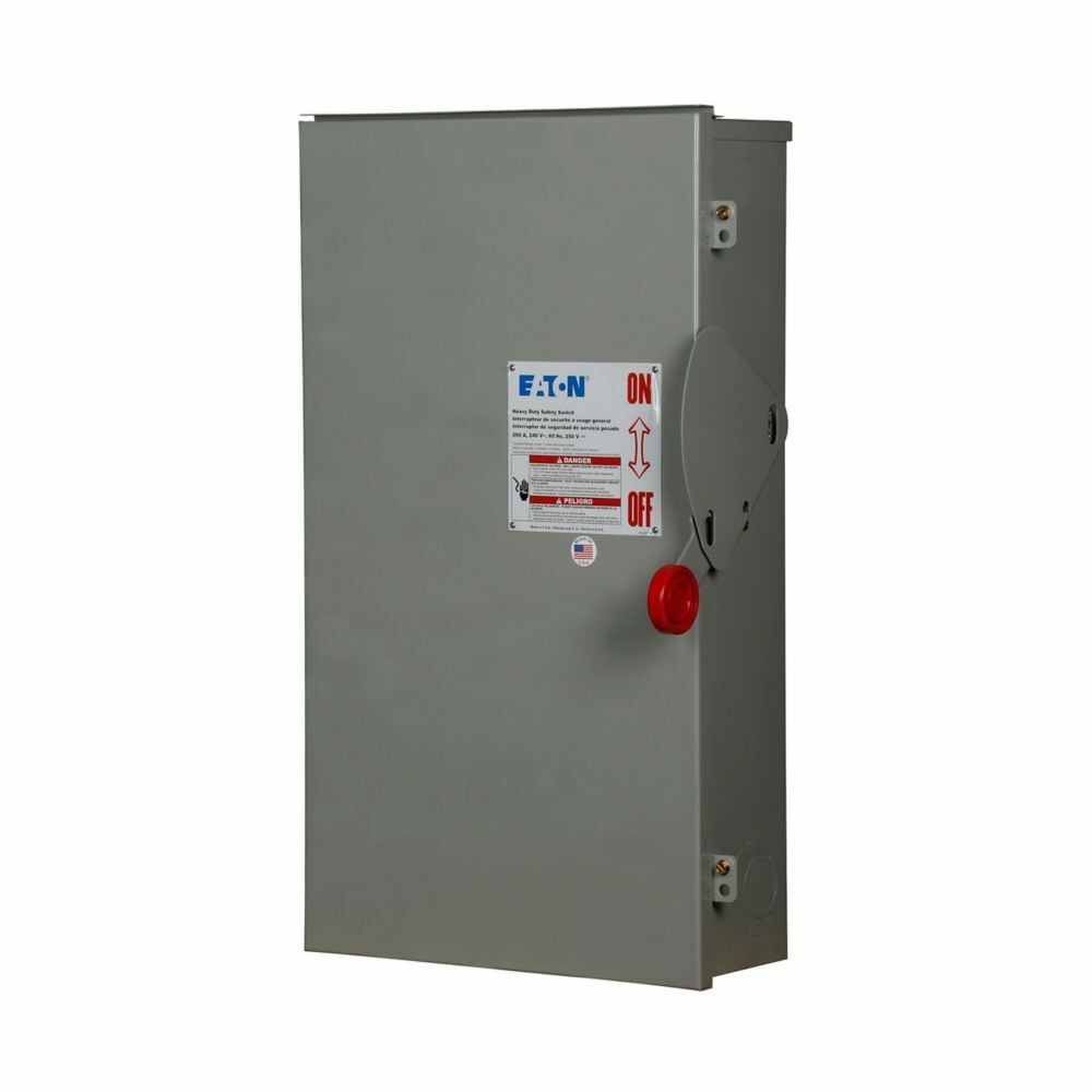 DH264NRK Heavy Duty Fusible Single Throw Safety Switch With Neutral, 600 V AC, 200 A, 50 hp, DPST Contact, 2 Poles