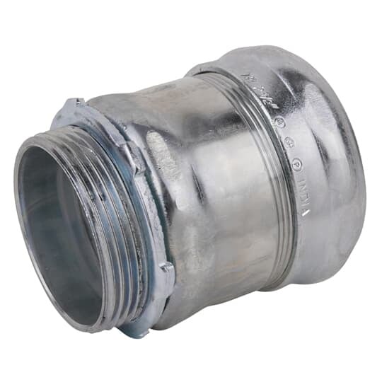 TC117A Steel City Non-Insulated Compression Connector, 2-1/2 in Trade, For Use With EMT Conduit, Steel, Zinc Plated