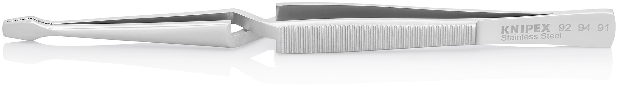 Stainless Steel Gripping Cross-Over Tweezers-Blunt Tips, 6 1/4 in., 1.30 mm TT, 4.50 mm TW