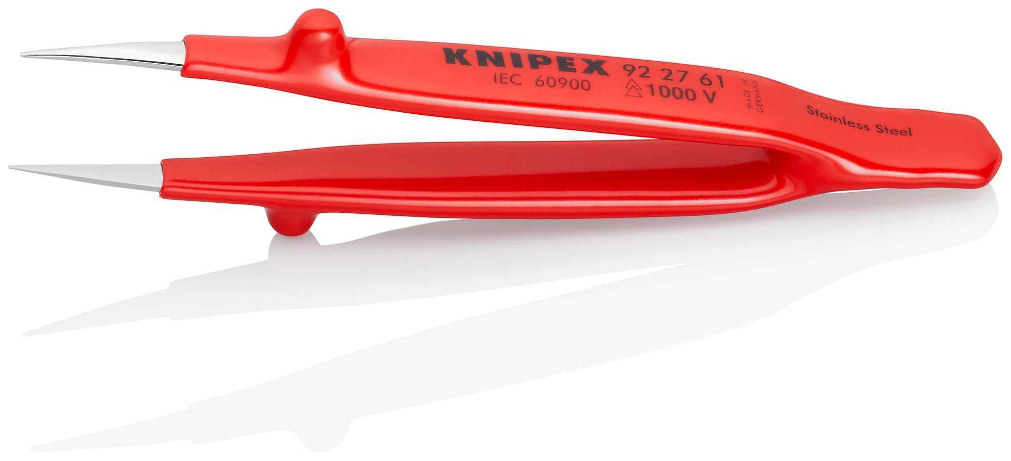 Stainless Steel Gripping Tweezers-Pointed Tips-1000V Insulated, 5 1/4 in., 0.50 mm TT, 0.50 mm TW