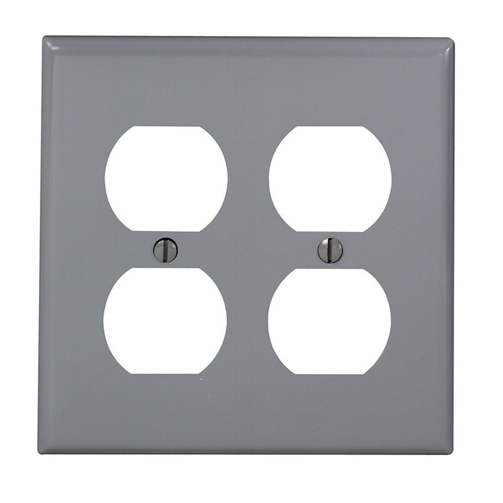 80716-GY Standard Size Traditional Wall Plate, 2 Gangs, 4.562 in W x 4.5 in H, Thermoplastic, Gray