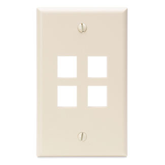 41080-4TP QuickPort Standard Size Wallplate, 1 Gang, 2-3/4 in W, Plastic, Surface Mount