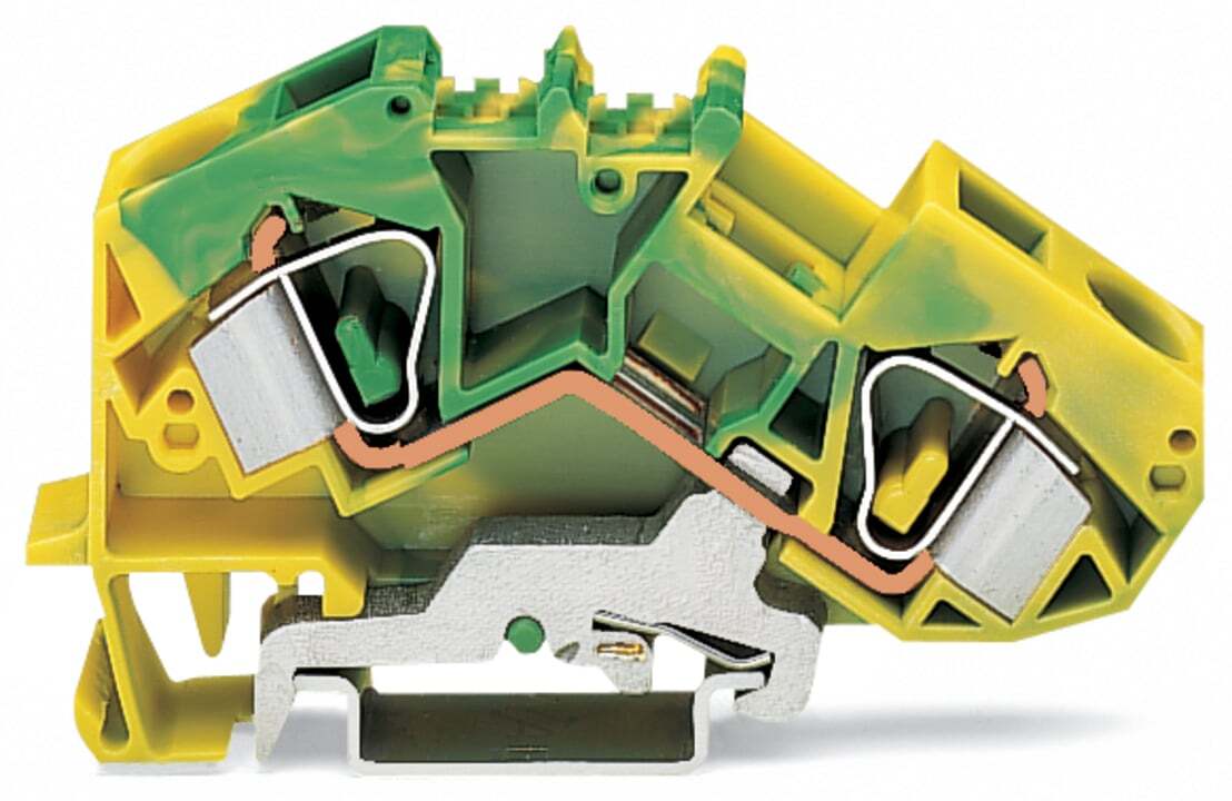 783-607 Operating Tool Ground Terminal Block, 24 to 6 AWG Wire, 1 Poles, DIN Rail Mount
