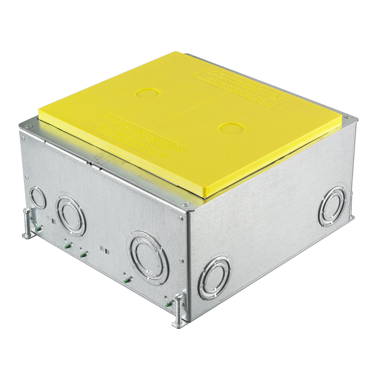 CFB10G55 Above Grade Fully Adjustable Folded Recessed Standard Floor Box, Stamped Steel, 33 cu-in Capacity, 10 Gangs, 14 Knockouts, 10.96 in L x 12.09 in W x 5.59 in H