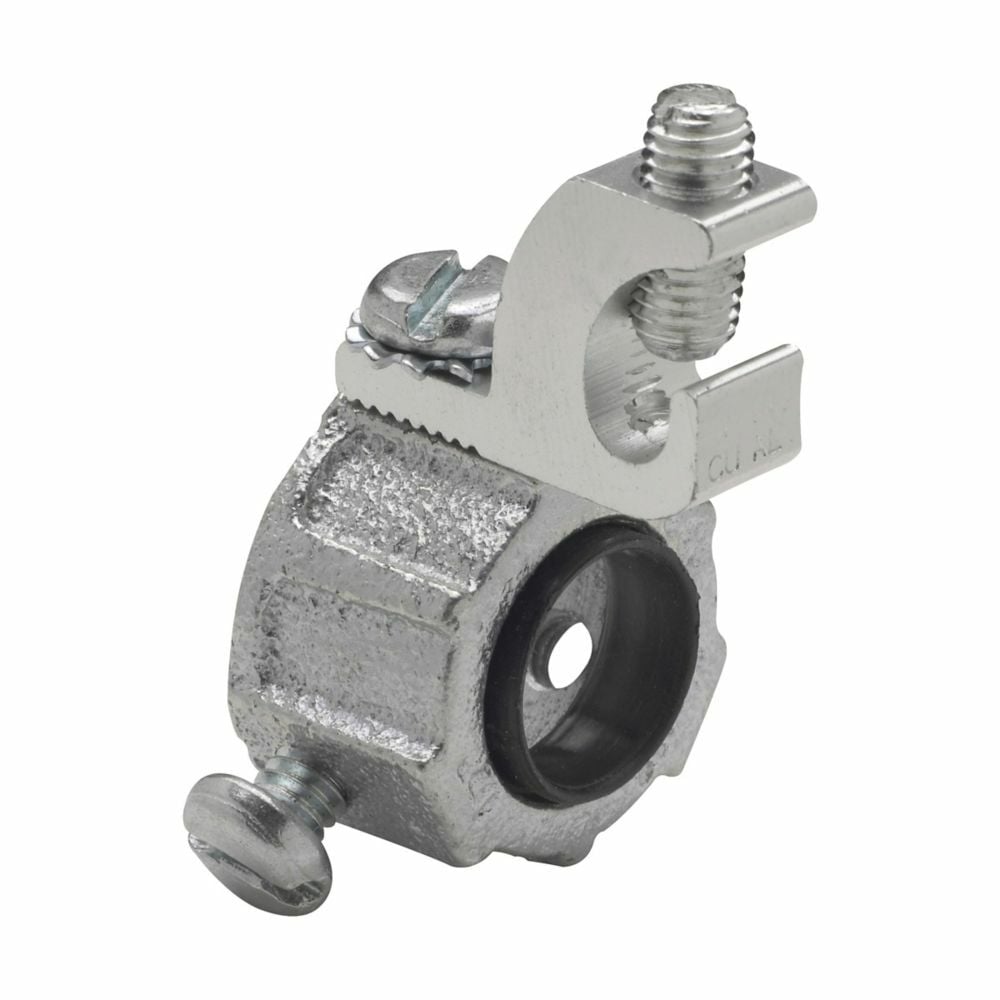 HGLS4 Grounding Setscrew Threadless Throat Conduit Bushing, 14 to 4 AWG AC Cable, 1-1/4 in Trade, Malleable Iron, Zinc Plated