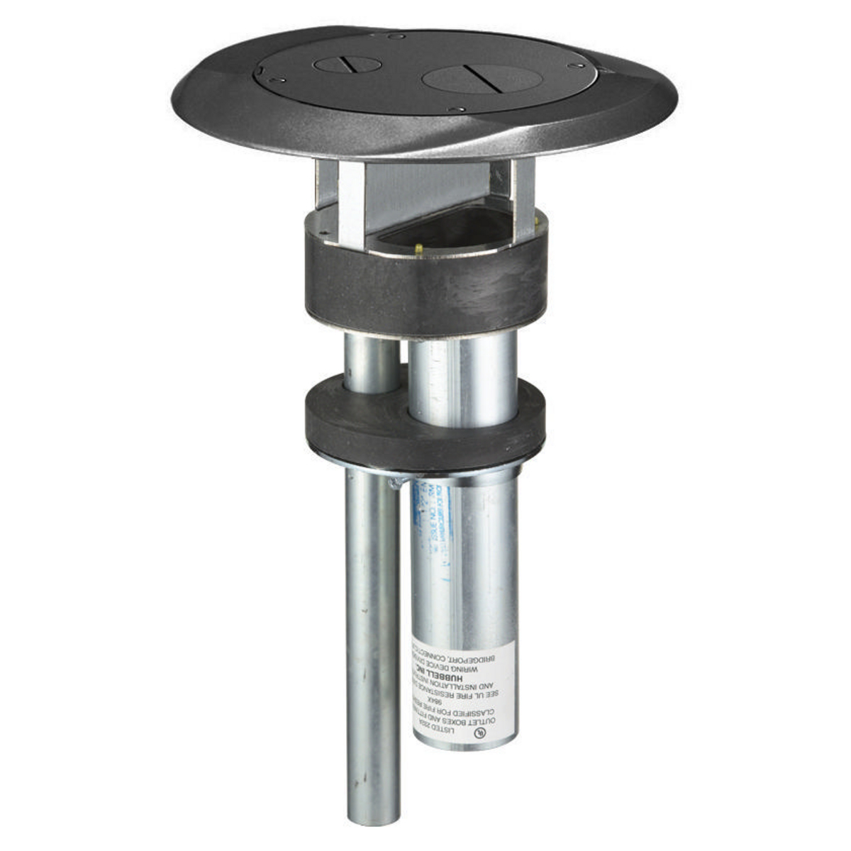 S1PTFFBL 1-Piece Flush Standard Sized Poke-Through Assembled Unit, 4 in Hole, 8 in Dia x 0.4 in THK Cover, 300 lb Capacity, Composite