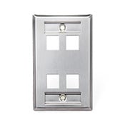 43080-1L4 Standard Size Wall Plate with ID Window, 1 Gangs, 2.78 in W x 4.5 in H, 302 Stainless Steel