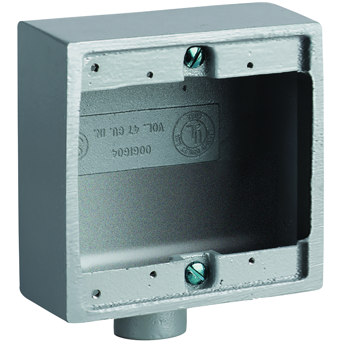 2FS-3M F Series Type FS Dead End Shallow Cast Device Box, Duraloy Iron, 32 cu-in Capacity, 2 Gangs, 2 Outlets, 5-1/2 in H x 4-11/16 in W x 2 in D