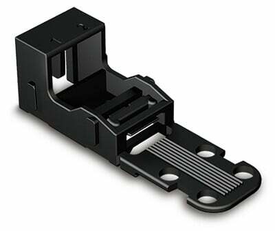 Mounting carrier for screw mounting - Wago (221 series) - for 4mm2 - Black color - compatible with 2-conductor term. blck.