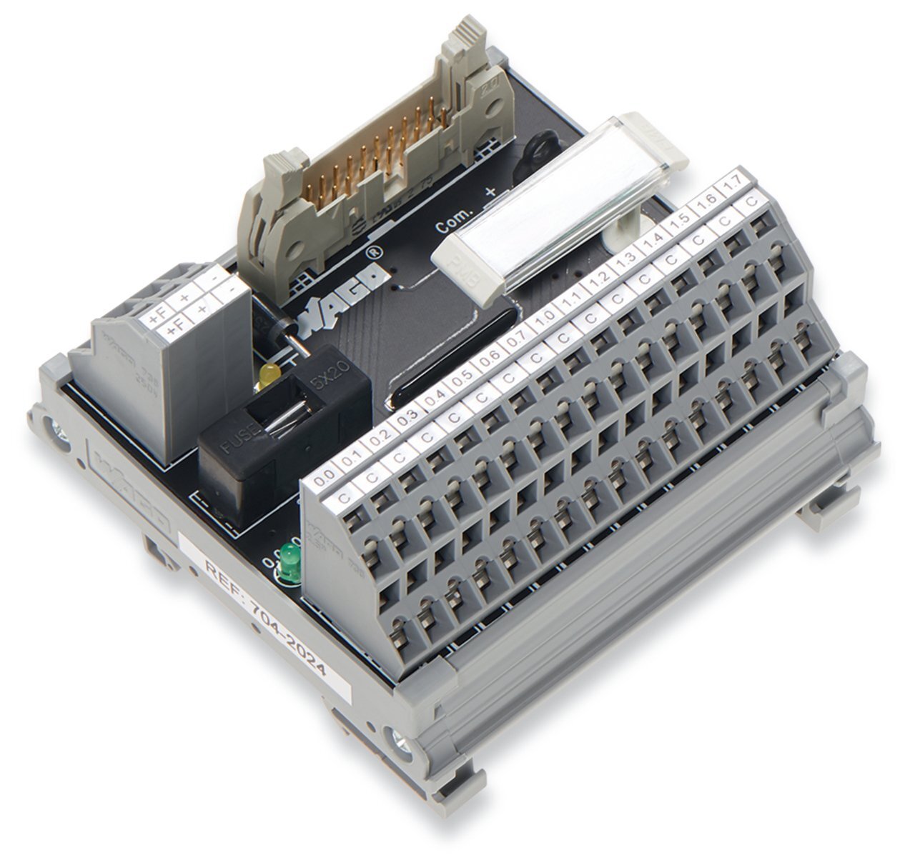 704-2024 Male Interface Module, 24 V DC, 28 to 12 AWG Wire, 20 Poles, DIN Rail Mount