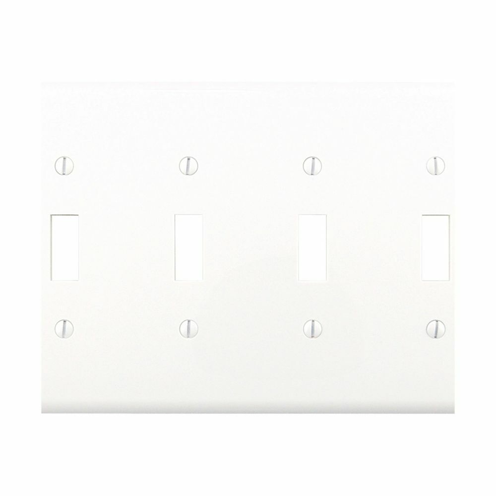 Eaton Toggle wallplate, White, Toggle Cutout, Polycarbonate, 6-Gang, Mid-size