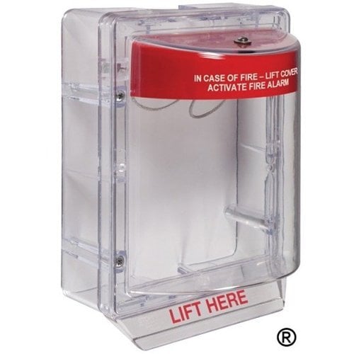 STI-1130 Stopper II Fire Alarm Pull Station Cover With Horn, 10 in H x 7 in W x 4-3/4 in D, MEA Approved, FM Approved, Lexan Polycarbonate, Clear
