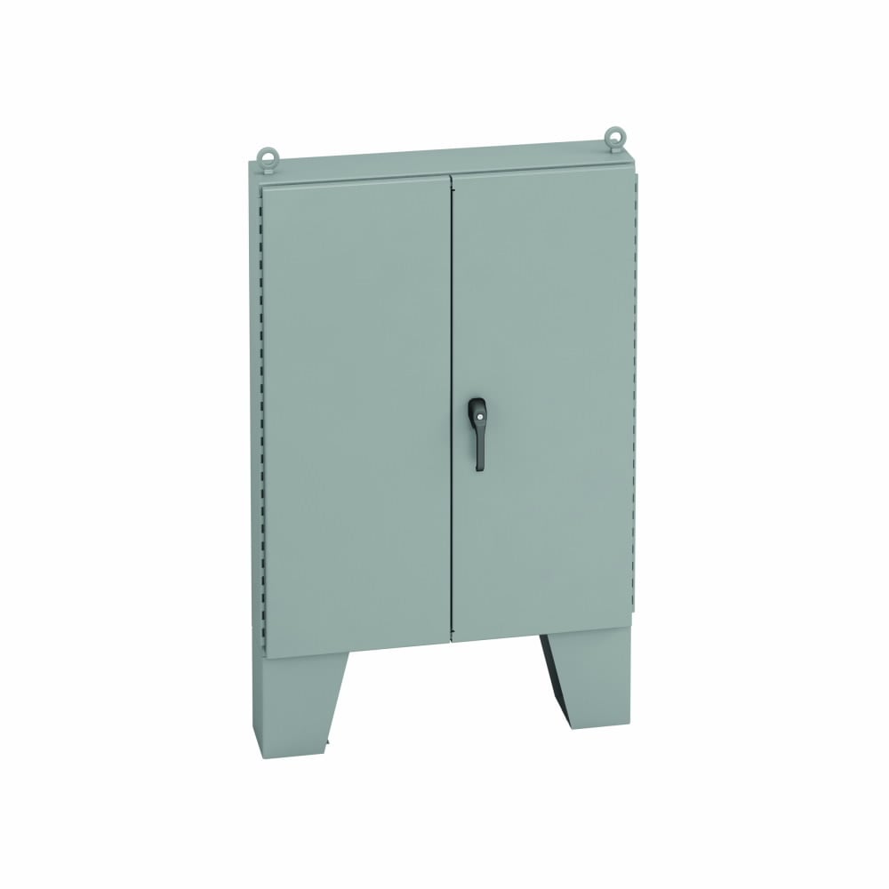 727212-12FD 2-Door Ground Mount Enclosure, 72 in W x 12 in D x 72 in H, NEMA 12/IP65 NEMA Rating, Carbon steel