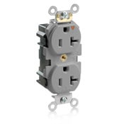 M5362-IGG Lev-Lok 1-Phase Duplex Heavy Duty Isolated Grounding Straight Blade Receptacle, 125 V AC, 20 A, 2 Poles, 3 Wires, Gray