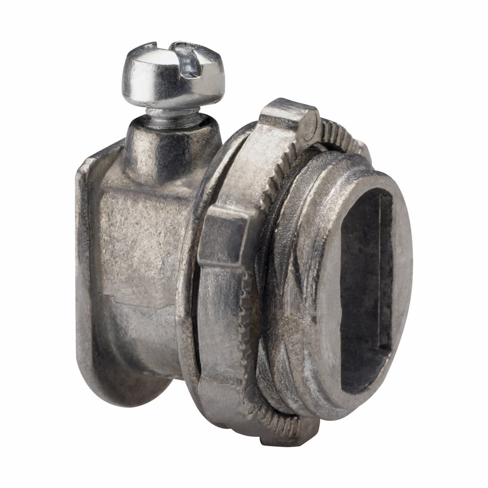 BX38 Oval Set Screw Connector, 3/8 in Trade, 0.469 to 0.61 in Cable Openings, Die Cast Zinc