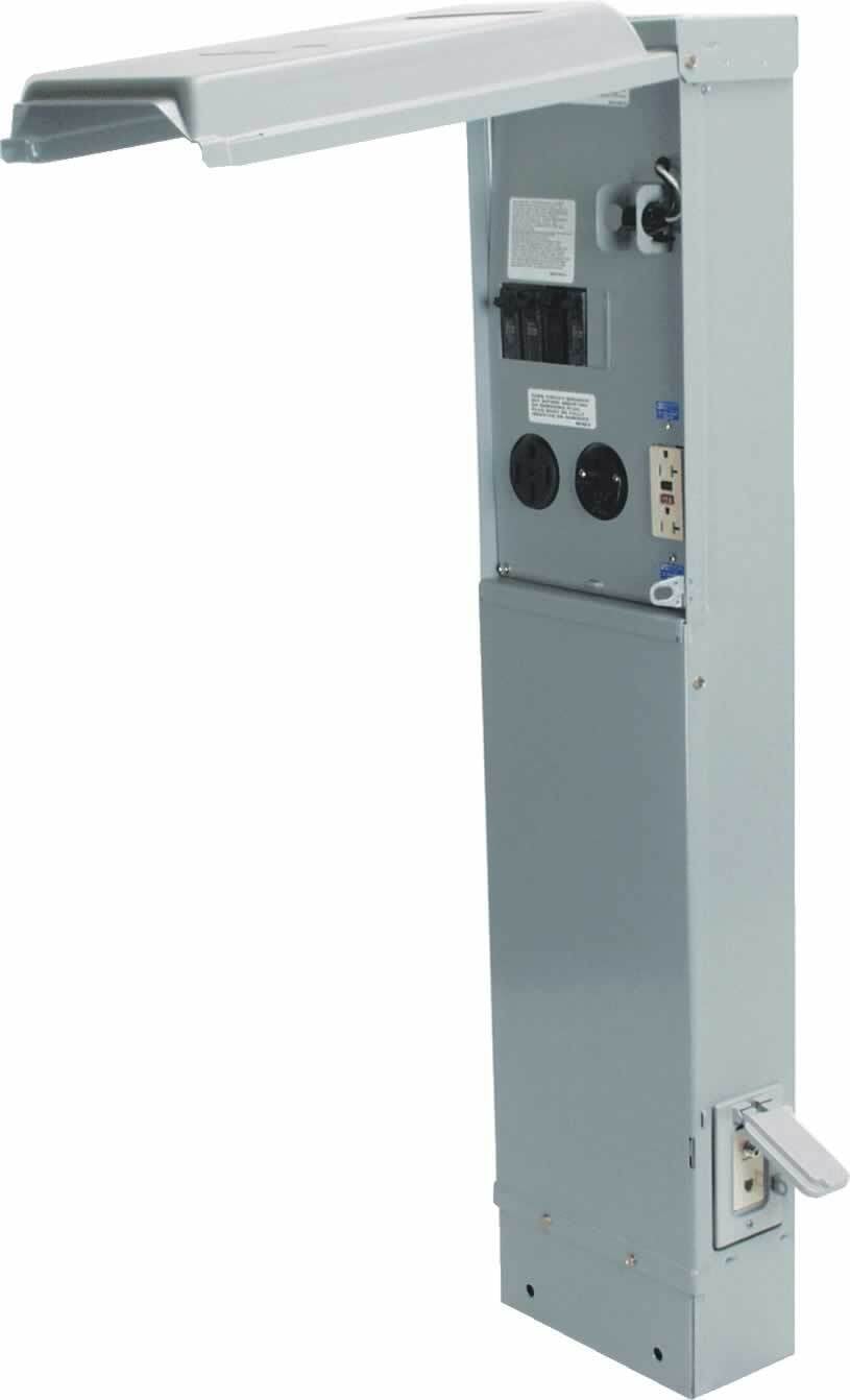 U075CP6L31 Midwest GE 1-Head Unmetered Power Pedestal, 120/240 V AC, 100 A, 1 Phase, 6 AWG to 350 kcmil Wire, NEMA 3R Enclosure