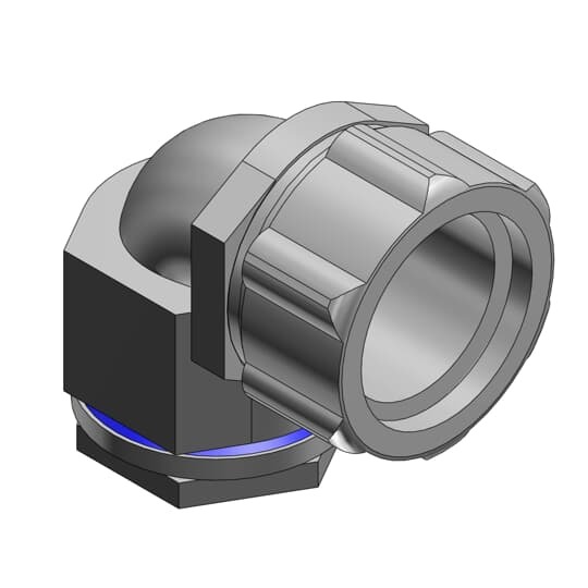 5372 T&B Insulated Conduit Connector, 1/2 in Trade, 90 deg, Malleable Iron, Electro-Zinc Plated