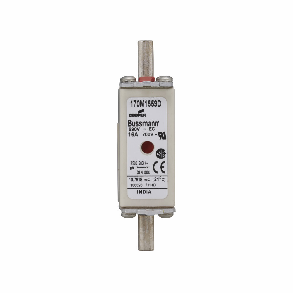 170M1559D High Speed Fuse, 16 A, 690 V AC, 200 kAIC Interrupt, Class: gR, Square Body