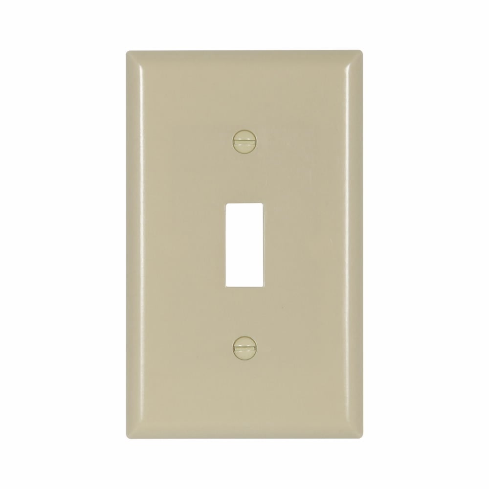 Eaton Toggle wallplate, Ivory, Toggle Cutout, Thermoset, Single- gang, Standard