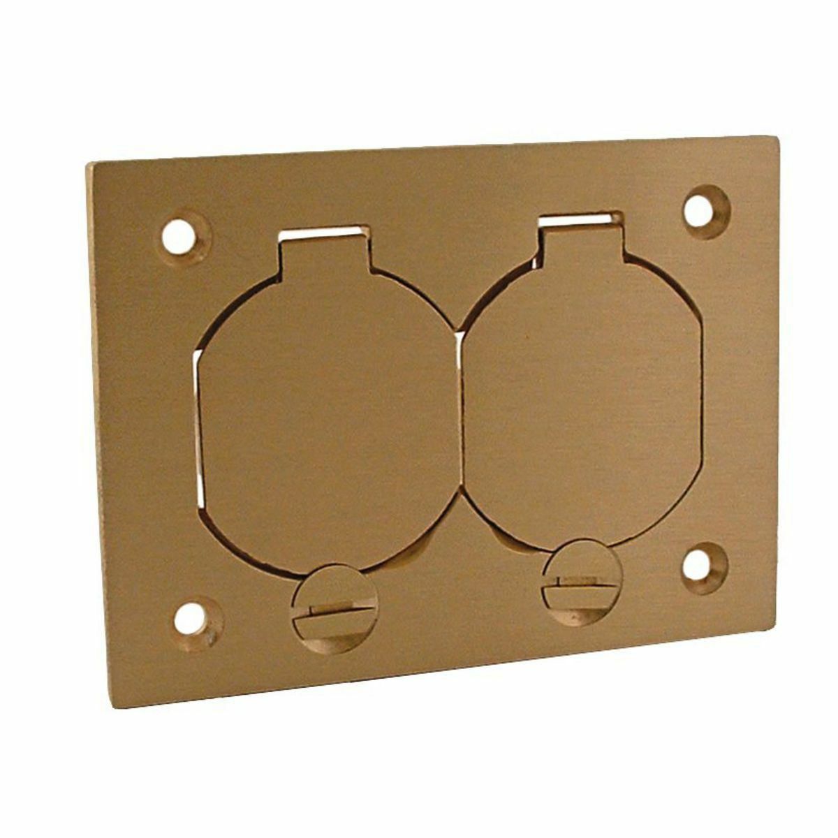 6250 Floor Box Cover With Lift Lids, 4.16 in L x 0.14 in W x 2.99 in D, 1-Piece Duplex Cover, Brass