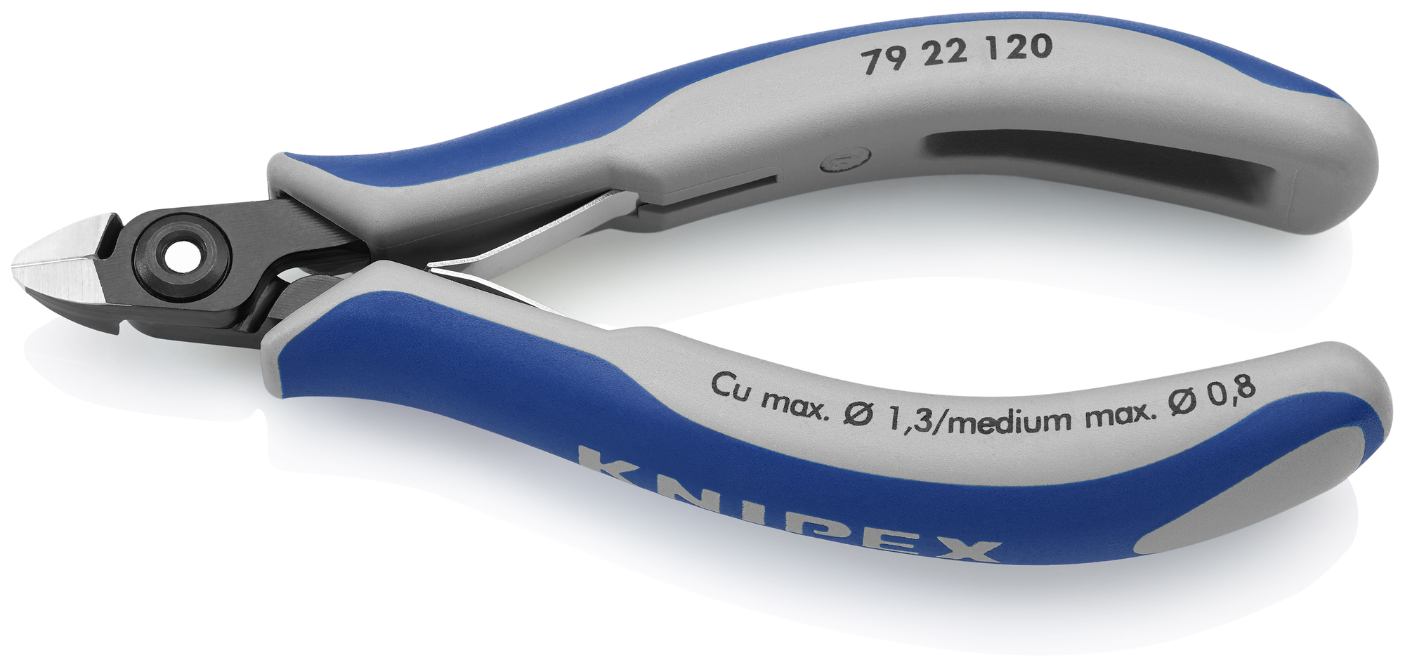 Electronics Diagonal Cutters, 4 3/4 in., Multi-Component, Polished, Flush Cut, Oval Head, Up to 1/32 Medium Wire