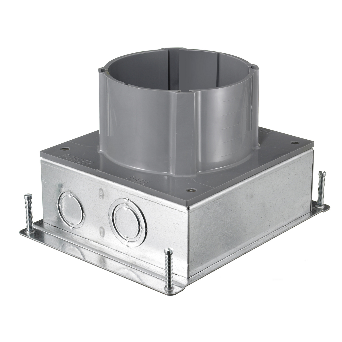 S1SFB Fully Adjustable Multi-Service Concrete Floor Box, Composite, 175.7 cu-in Capacity, 2 Gangs, (2) Knockouts, 7.5 in L x 9.54 in W x 3 in H