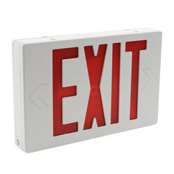 EXIT1A/RDV/U/WH/EM/60761 Non-Dimmable Exit Sign With Emergency Battery Backup, LED Lamp, 0.9 W Fixture, 120 to 277 V AC, White Housing, EXIT Legend