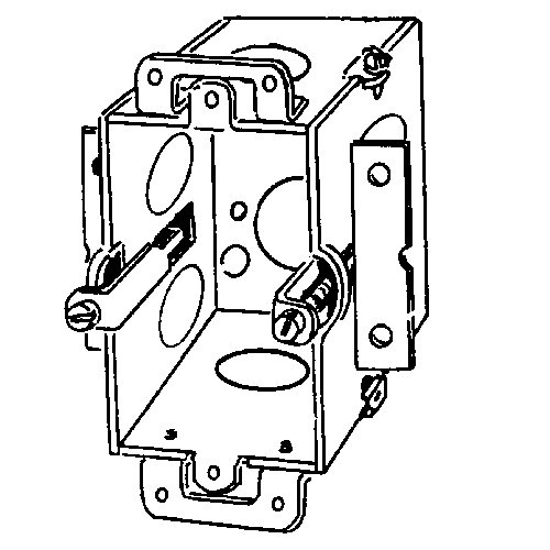 222-OW Square Corner Gangable Switch Box, Steel, 12.5 cu-in Capacity, 1 Gangs, 7 Knockouts