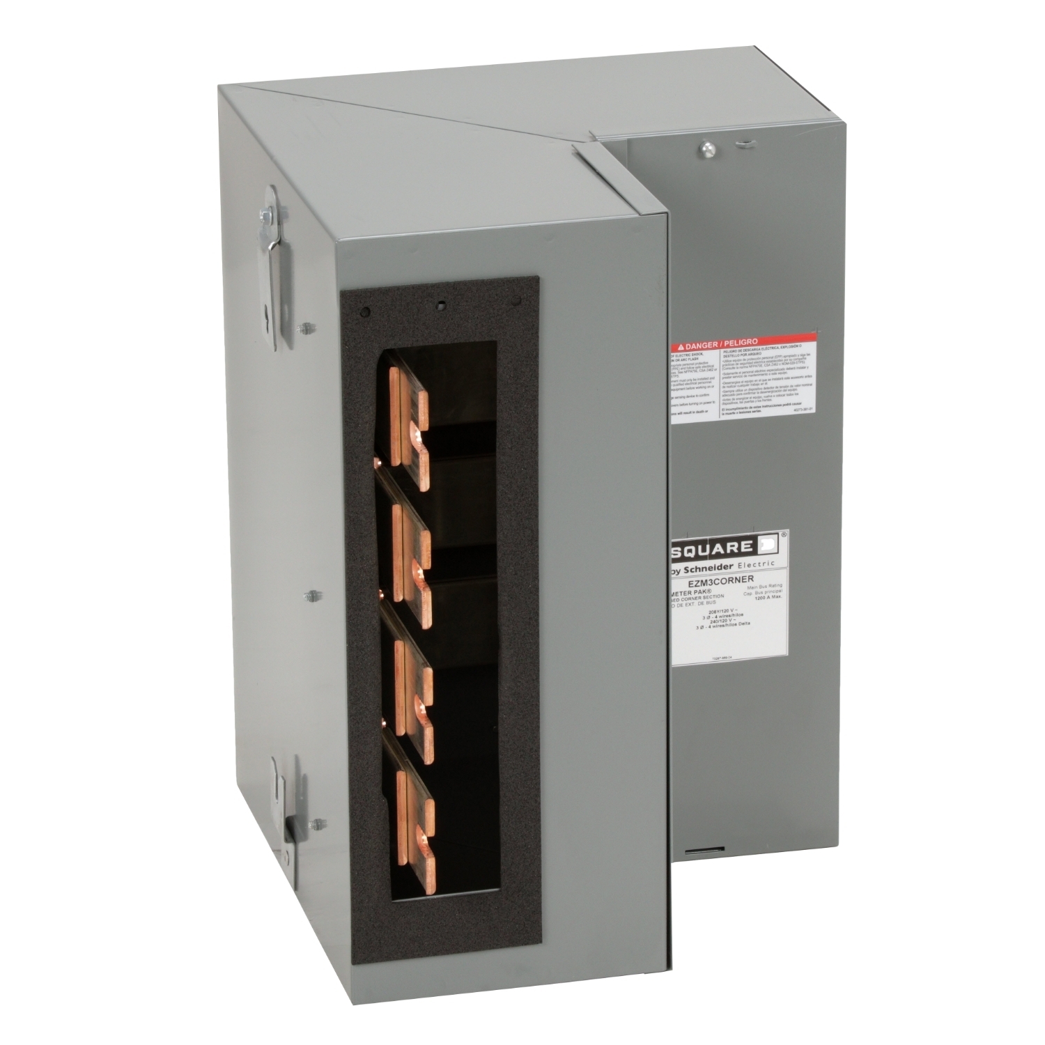 EZM3CORNER Meter Accessory, EZ Meter Pak, Bus Inside Corner Section 1200 Amp Bus, 3 Phase, 4 Wire, Copper, 14.75 inch