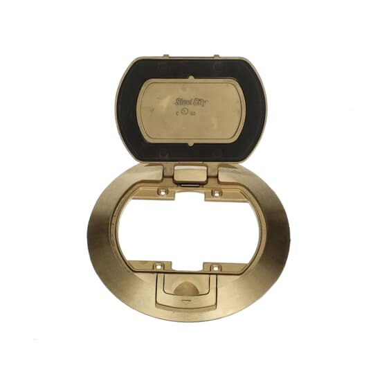 68-HP-FC-BRS Steel City 68 Series Non-Metallic Floor Box Cover, 5-31/32 in Dia, 6 in D, Brass