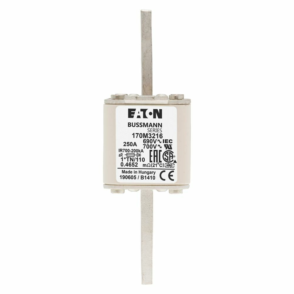 170M3216 Square Body Type TN/110/T High Speed Fuse, 250 A, 690 V, 200 kA Interrupt, Class: aR, Square Body