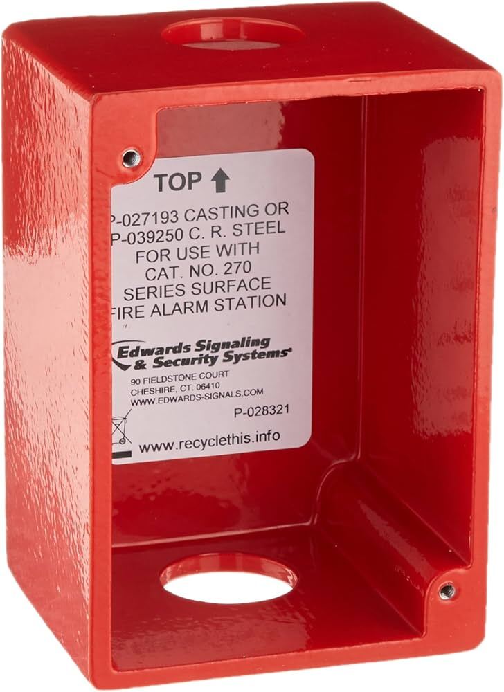 P-027193 Back Box, For Use With 270 Series Fire Alarms Pull Stations, Die Cast Metal
