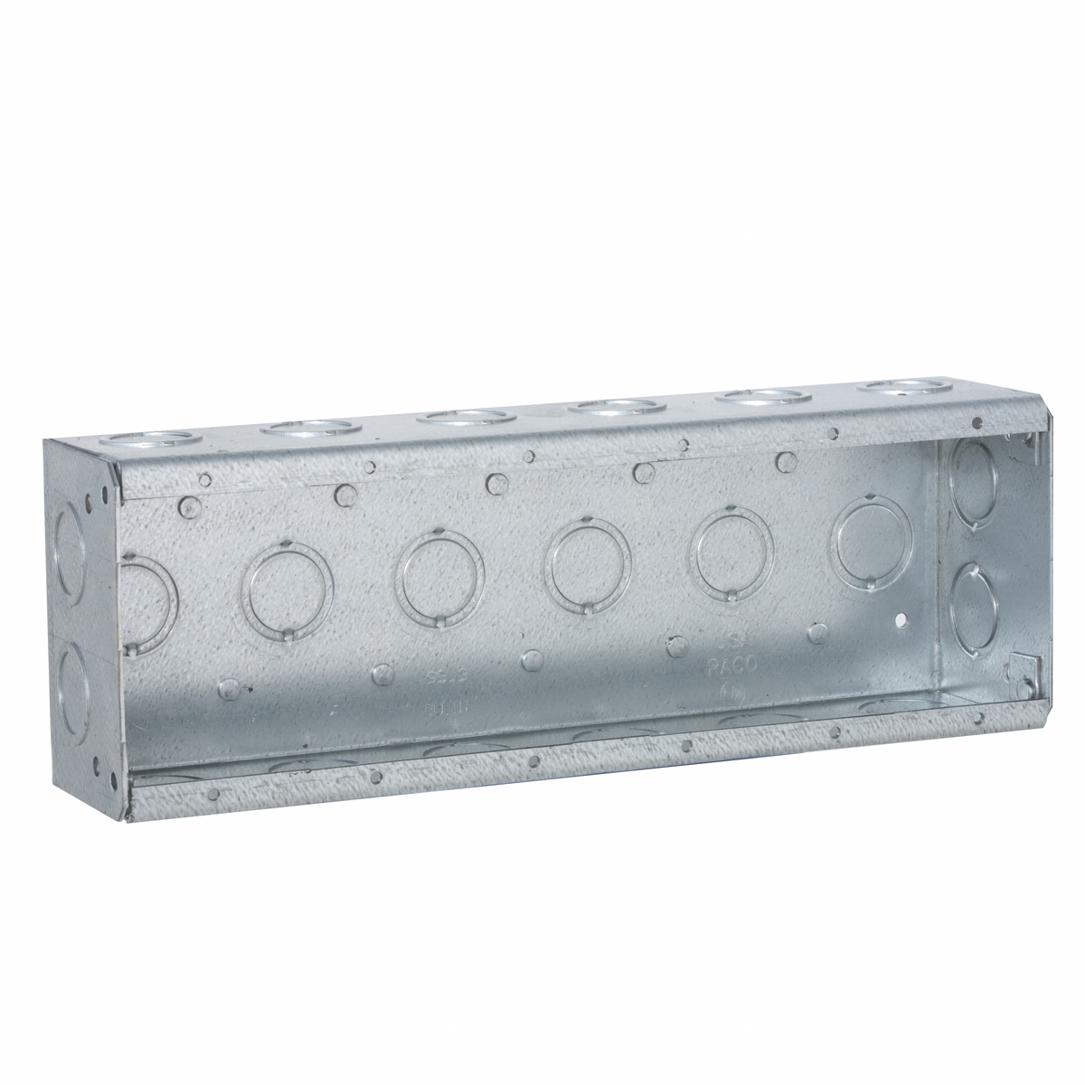 960 Non-Gangable Masonry Box, Steel, 95.3 cu-in Capacity, 6 Gangs, 6 Outlets, 27 Knockouts