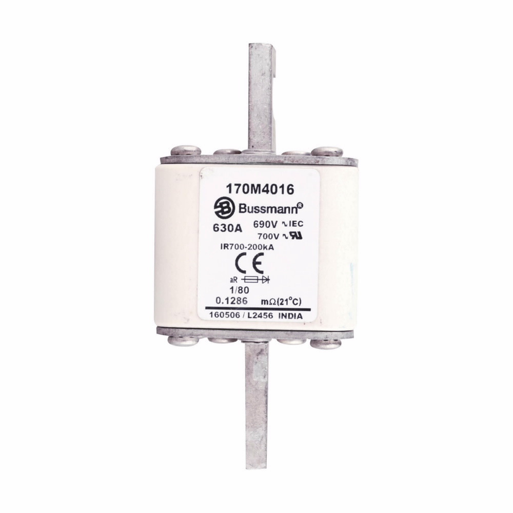 170M4016 Type 80 High Speed Fuse, 630 A, 690 V, 200 kA Interrupt, Class: aR, Square Body