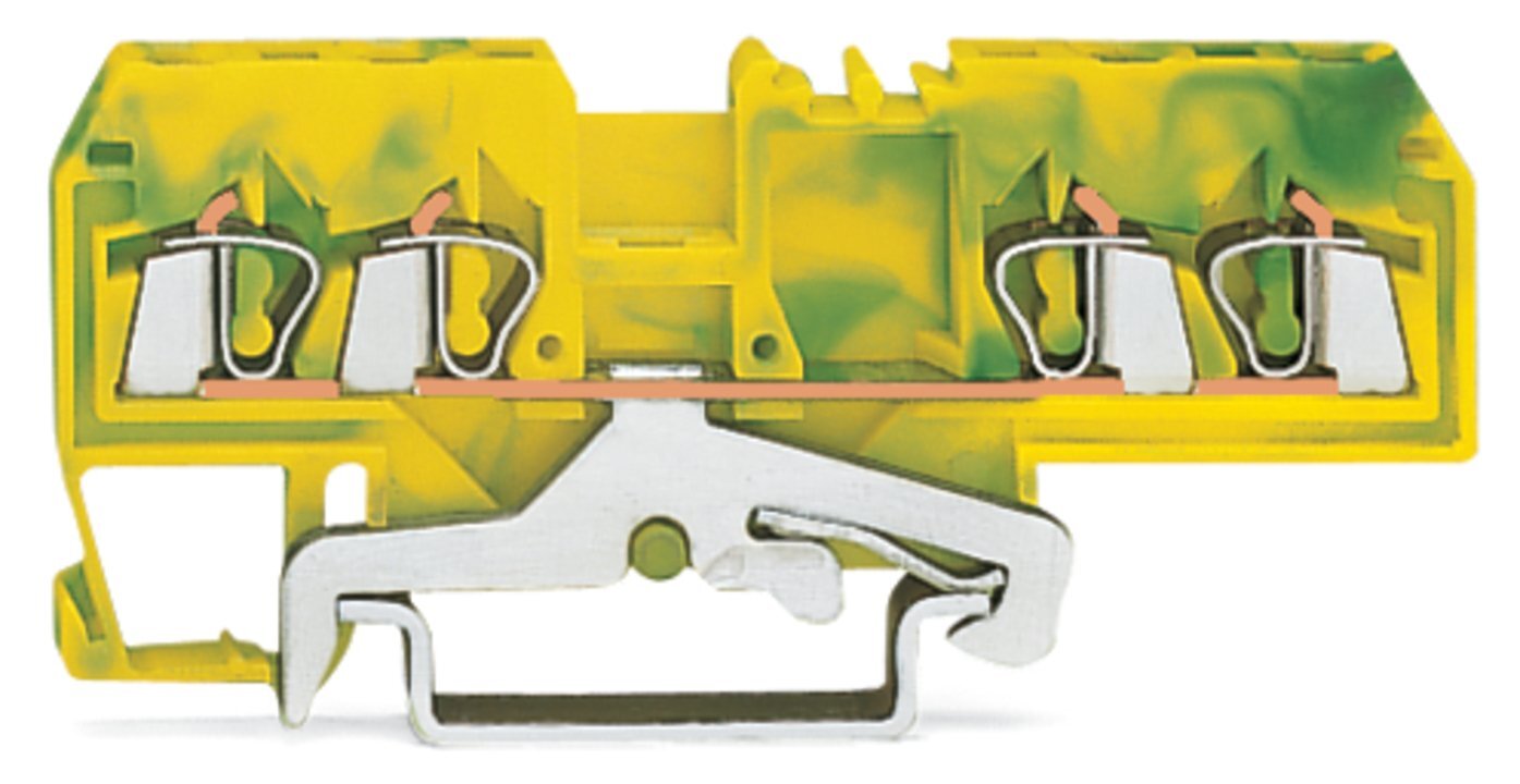280-677 Ground Terminal Block, 28 to 12 AWG Wire, DIN Rail Mount